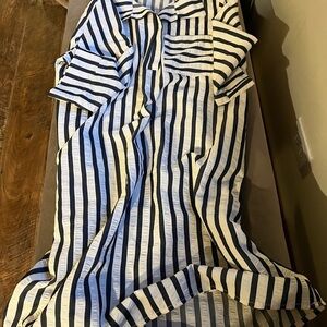 SHEIN Black and White Striped Asymmetrical Dress